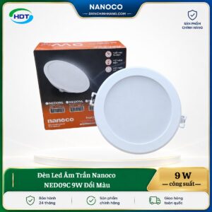 Đèn LED âm trần Nanoco NED09C 9W đổi màu