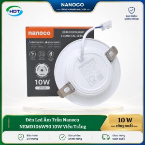 Đèn LED âm trần Nanoco NEMD106W90 10W viền trắng
