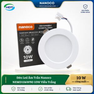 Đèn LED âm trần Nanoco NEMD106W90 10W viền trắng