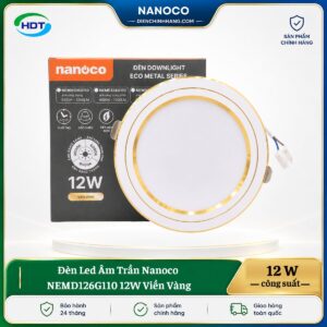Đèn LED âm trần Nanoco NEMD126G110 12W viền vàng