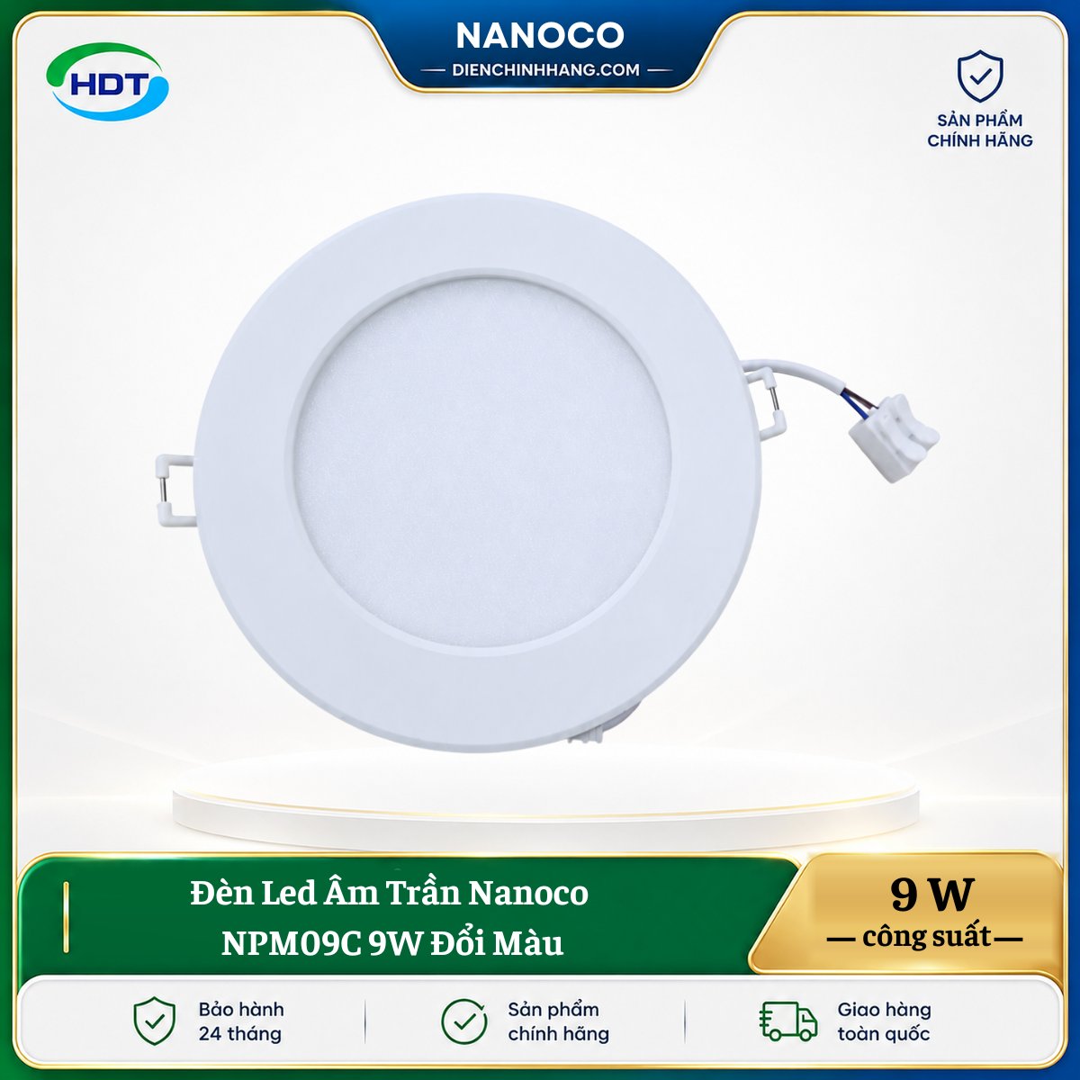 Đèn LED âm trần Nanoco NPM09C 9W đổi màu - Ảnh 2