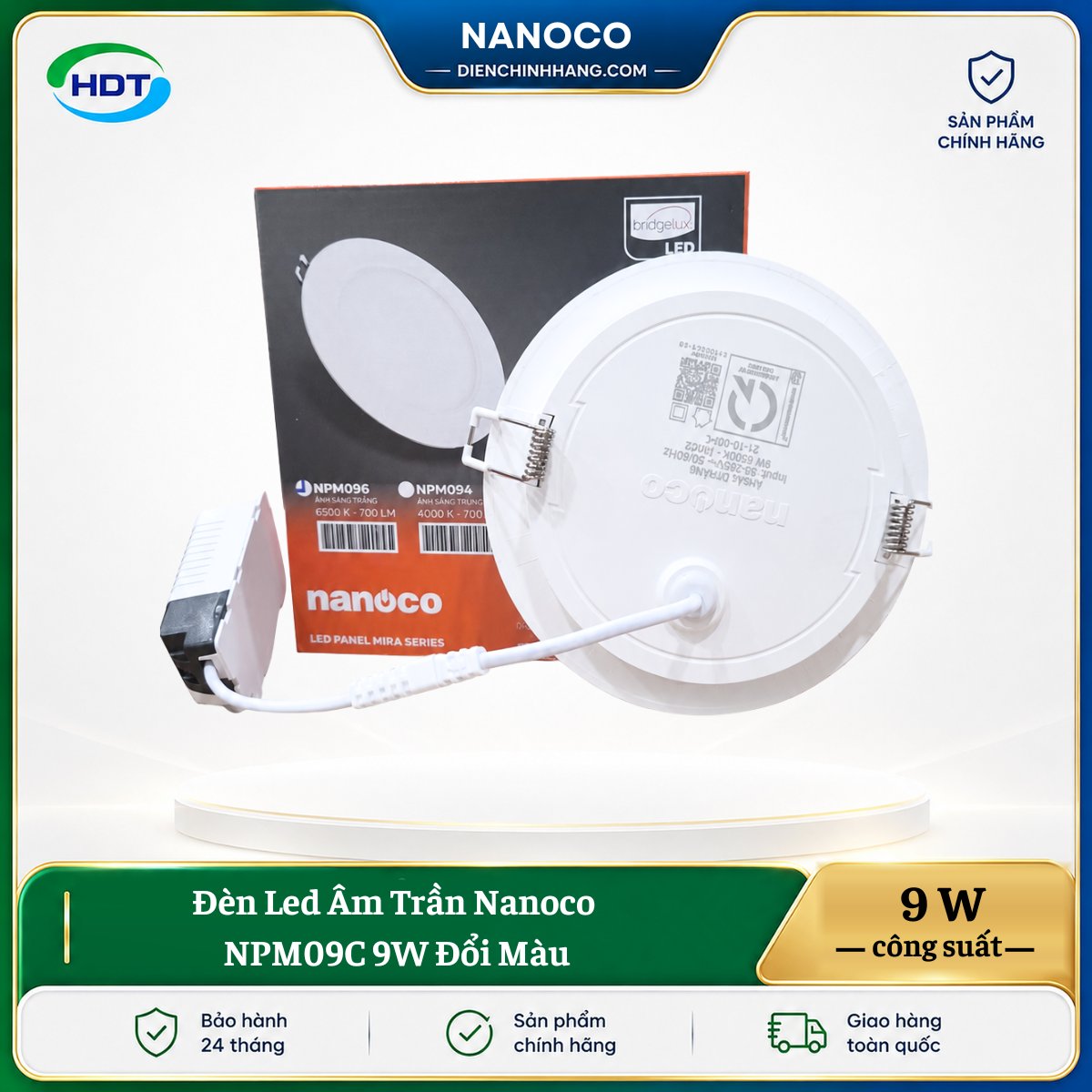 Đèn LED âm trần Nanoco NPM09C 9W đổi màu - Ảnh 3