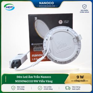 Đèn LED âm trần Nanoco NSD096G110 9W viền vàng