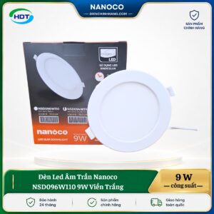 Đèn LED âm trần Nanoco NSD096W110 9W viền trắng