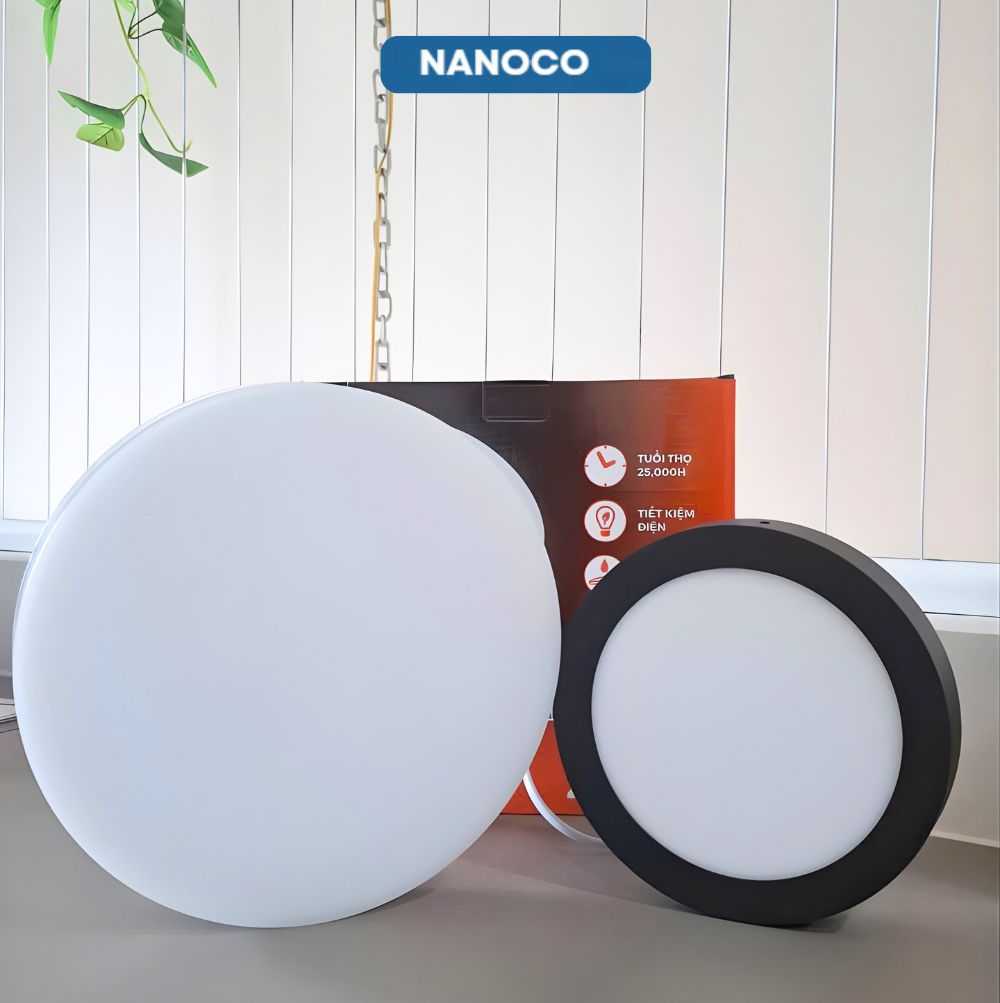 Đèn Led Ốp Trần Nổi Nanoco viền trắng và đen