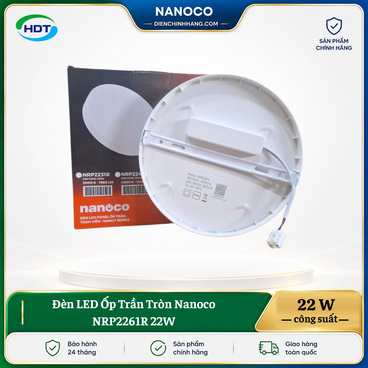 Đèn LED Ốp Trần Tròn Nanoco NRP2261R 22W