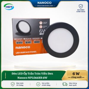 Đèn LED Ốp Trần Tròn Viền Đen Nanoco NPL066RB 6W