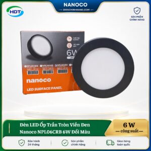 Đèn LED Ốp Trần Tròn Viền Đen Nanoco NPL06CRB 6W đổi màu