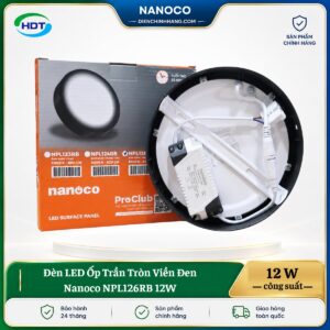 Đèn LED Ốp Trần Tròn Viền Đen Nanoco NPL126RB 12W