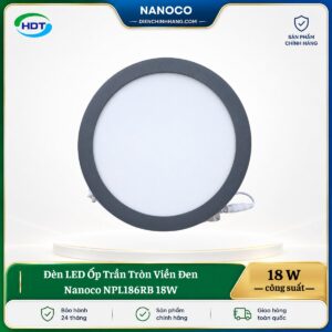 Đèn LED Ốp Trần Tròn Viền Đen Nanoco NPL186RB 18W