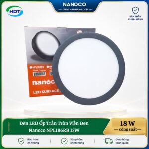 Đèn LED Ốp Trần Tròn Viền Đen Nanoco NPL186RB 18W