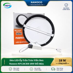 Đèn LED Ốp Trần Tròn Viền Đen Nanoco NPL18CRB 18W đổi màu