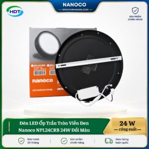 Đèn LED Ốp Trần Tròn Viền Đen Nanoco NPL24CRB 24W đổi màu