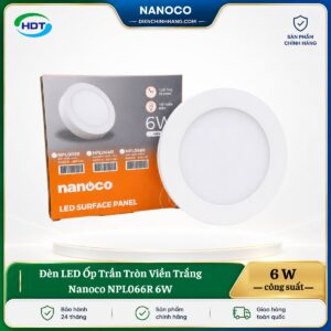 Đèn LED Ốp Trần Tròn Viền Trắng Nanoco NPL066R 6W