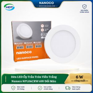 Đèn LED Ốp Trần Tròn Viền Trắng Nanoco NPL06CRW 6W đổi màu
