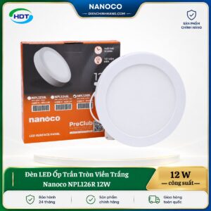 Đèn LED Ốp Trần Tròn Viền Trắng Nanoco NPL126R 12W