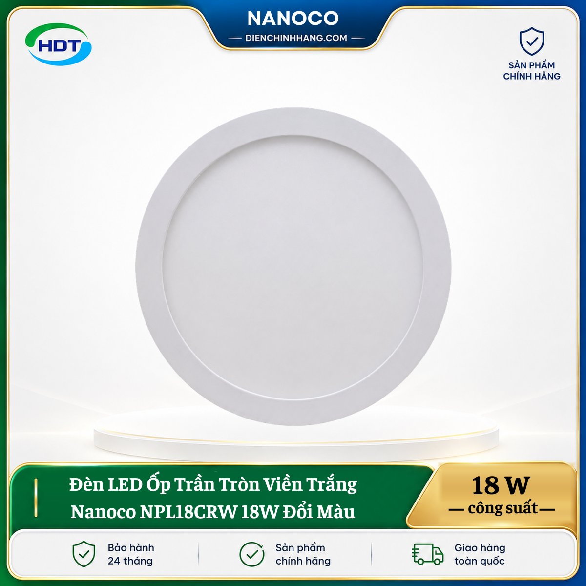 Đèn LED Ốp Trần Tròn ViềnTrắng Nanoco NPL18CRW 18W đổi màu - Ảnh 2