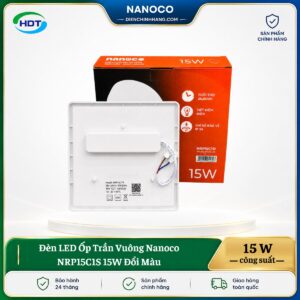 Đèn LED Ốp Trần Vuông Nanoco NRP15C1S 15W đổi màu