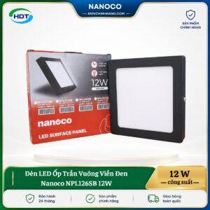 Đèn LED Ốp Trần Vuông Viền Đen Nanoco NPL126SB 12W