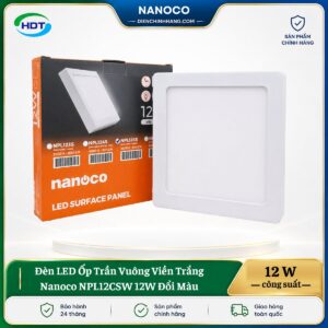 Đèn LED Ốp Trần Vuông Viền Trắng Nanoco NPL12CSW 12W đổi màu