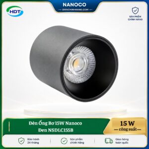 Đèn Ống Bơ 15W Nanoco Đen NSDLC155B