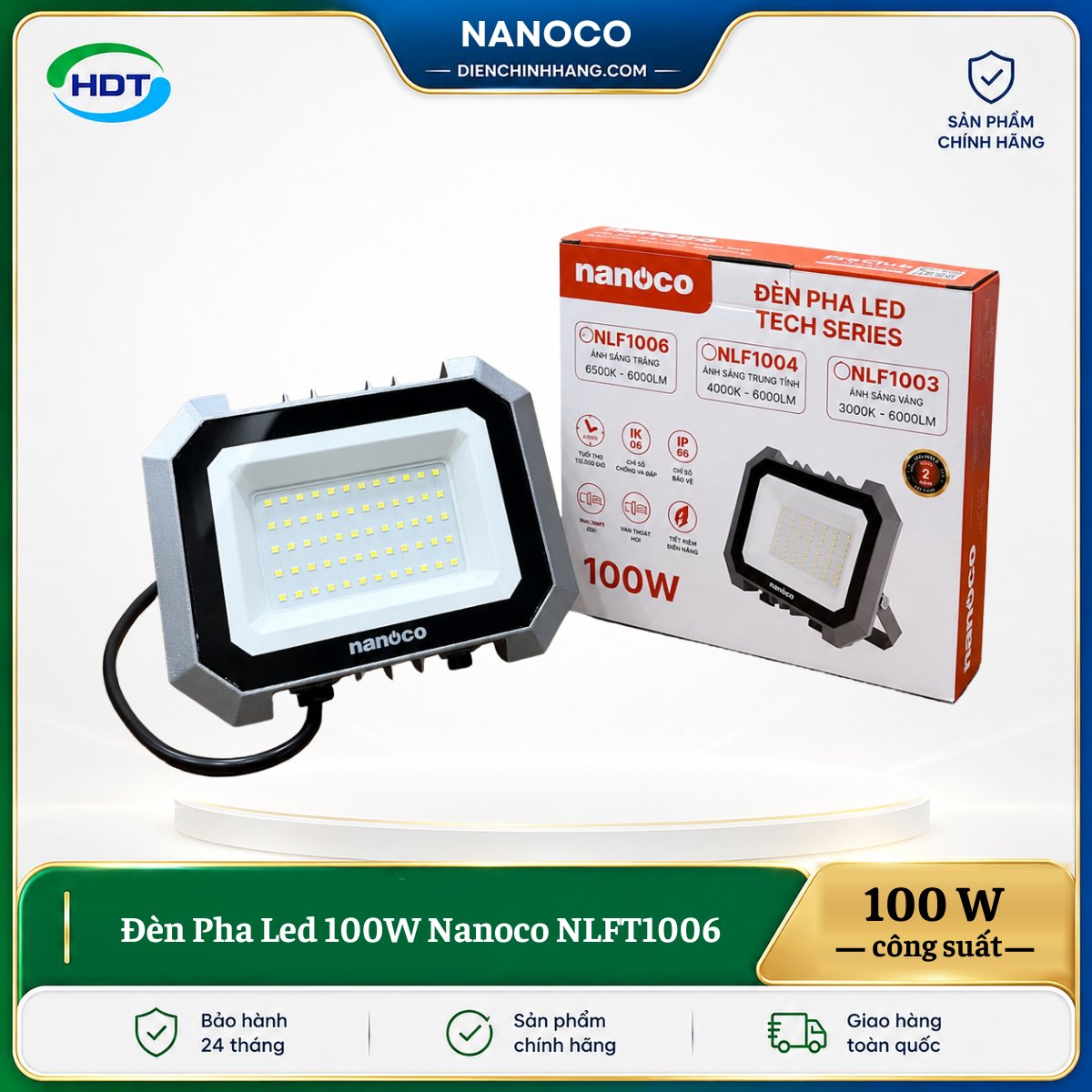 Đèn Pha Led 100W Nanoco NLFT1006