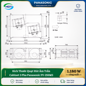 Quạt Hút Âm Trần Cabinet 3 Pha Panasonic FV-25SM3