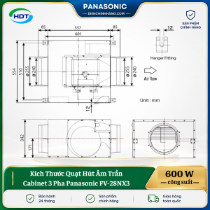 Quạt Hút Âm Trần Cabinet 3 Pha Panasonic FV-28NX3