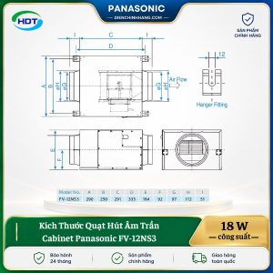 Quạt Hút Âm Trần Cabinet Panasonic FV-12NS3