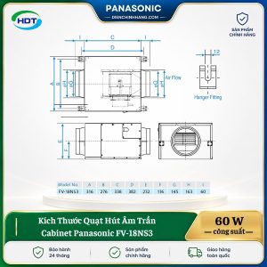 Quạt Hút Âm Trần Cabinet Panasonic FV-18NS3