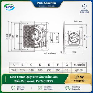Quạt Hút Âm Trần Cảm Biến Panasonic FV-24CHRV2