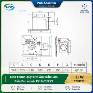 Quạt Hút Âm Trần Cảm Biến Panasonic FV-24CURV2