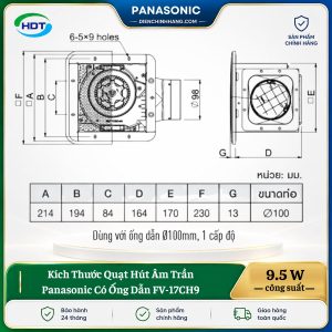 Quạt Hút Âm Trần Panasonic Có Ống Dẫn FV-17CH9