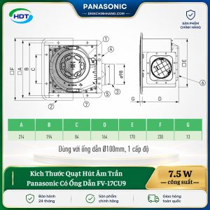 Quạt Hút Âm Trần Panasonic Có Ống Dẫn FV-17CU9