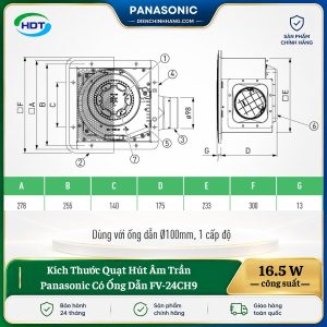 Quạt Hút Âm Trần Panasonic Có Ống Dẫn FV-24CH9