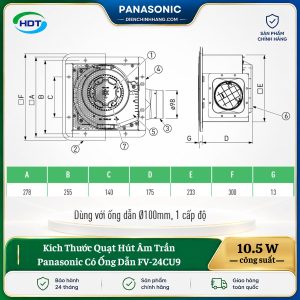 Quạt Hút Âm Trần Panasonic Có Ống Dẫn FV-24CU9