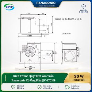 Quạt Hút Âm Trần Panasonic Có Ống Dẫn FV-27CH9