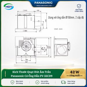 Quạt Hút Âm Trần Panasonic Có Ống Dẫn FV-32CD9