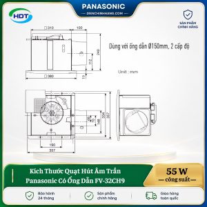 Quạt Hút Âm Trần Panasonic Có Ống Dẫn FV-32CH9