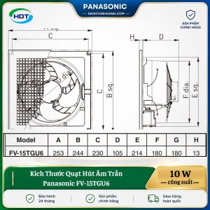 Quạt Hút Âm Trần Panasonic FV-15TGU6