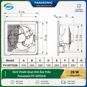 Quạt Hút Âm Trần Panasonic FV-20TGU6