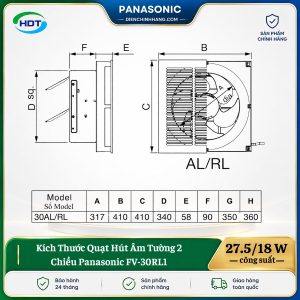 Quạt Hút Âm Tường 2 Chiều Panasonic FV-30RL1