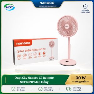 Quạt Cây Nanoco Có Remote NEF1499P Màu Hồng