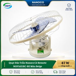Quạt Đảo Trần Nanoco Có Remote NOF1651RC-BE Màu Beige