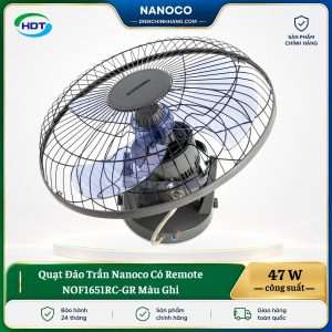 Quạt Đảo Trần Nanoco Có Remote NOF1651RC-GR Màu Ghi
