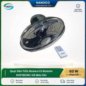 Quạt Đảo Trần Nanoco Có Remote NOF1852RC-GR Màu Ghi