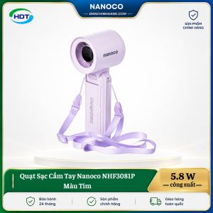 Quạt Sạc Cầm Tay Nanoco NHF3081P Màu Tím