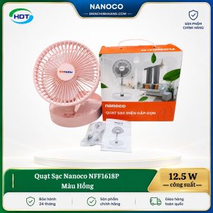 Quạt Sạc Nanoco NFF1618P Màu Hồng