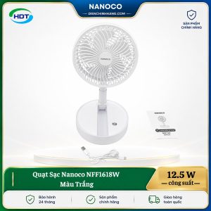 Quạt Sạc Nanoco NFF1618W Màu Trắng