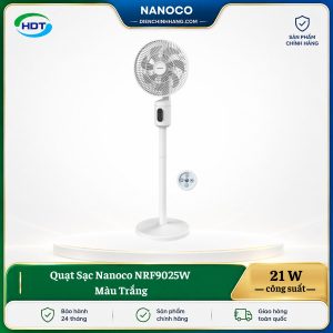 Quạt Sạc Nanoco NRF9025W Màu Trắng